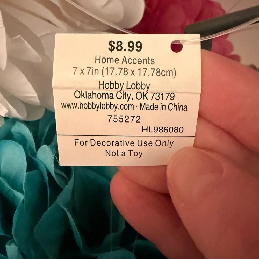 Hobby Lobby White Flower Ball- small. Qty 1